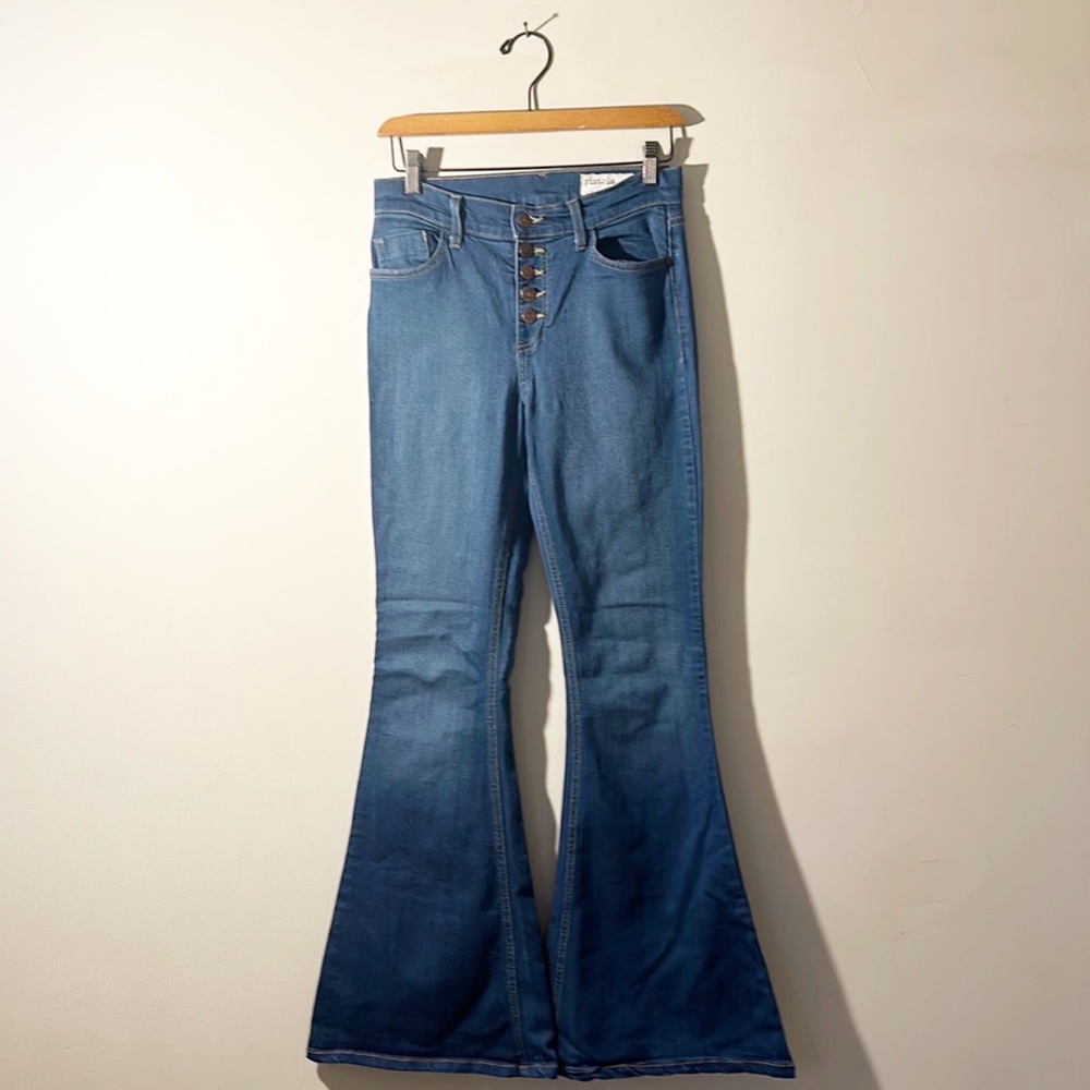 PISTOLA X Anthropologie Super Wide Leg Bell Bottom Flare denim Jeans women sz 27